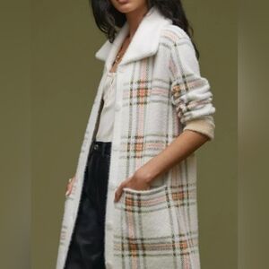 Maeve by Anthropologue | Plaid Longline Eyelash Sweater Coat | M